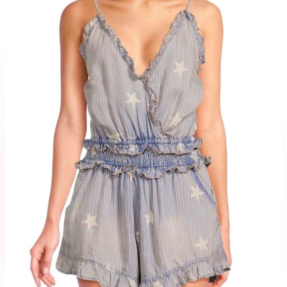 Vintage Havana Counting Stars Blue and White Romper, Small